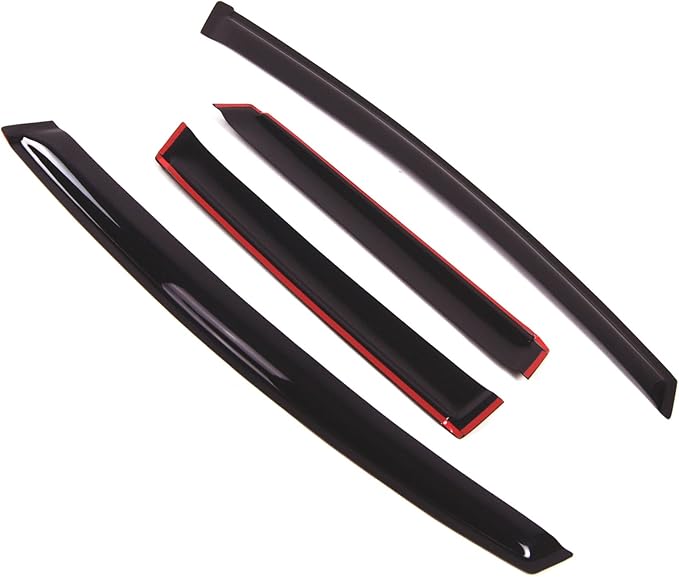 TuningPros Outside Mount Window Vent Visors Rain Guards Compatible with Honda Fit 2009-2014 | Side Window Wind Deflectors Rain Shields | Smoke Tinted, 4 Pcs Set, DGWV-234