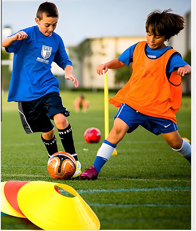 Soccer Cones (Set of 50), Agility Training Disc Cone with Carry Bag and Holder for Drilling Football Basketball Sports Field Markers,