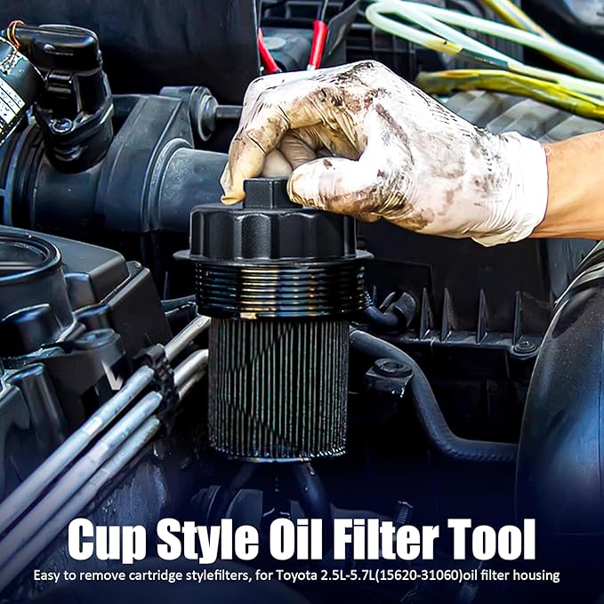 Oil Filter Wrench for Toyota, Lexus, Camry,Oil Filter Removal Tool for Runner, Tundra, Tacoma 2.5-5.7L Engine 64mm 14 Flutes, Black Oil Filter Tool