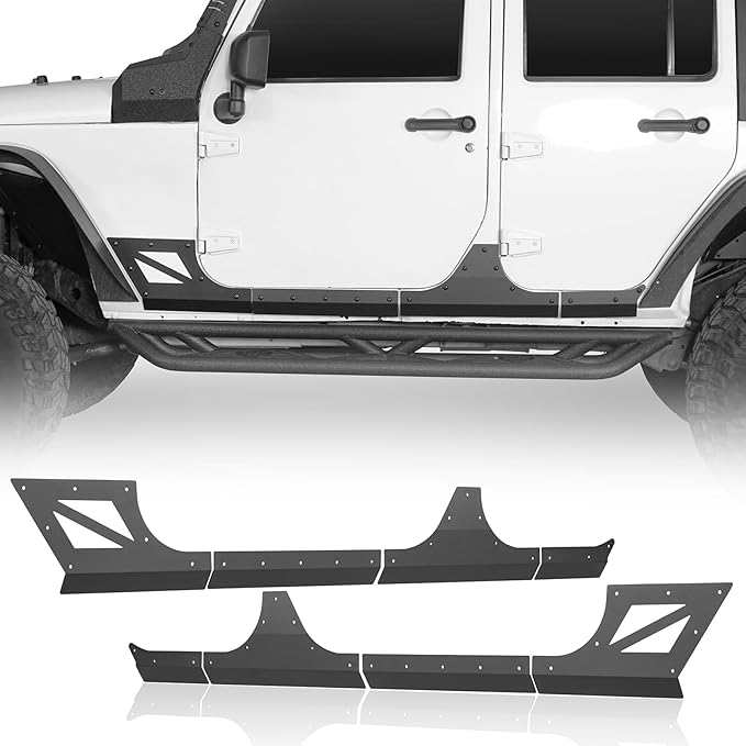 u-Box Wrangler Cladding Skid Plate Door Armor Rocker Guards Slider Compatible with Jeep Wrangler JK Unlimited 2007-2018 4-Door
