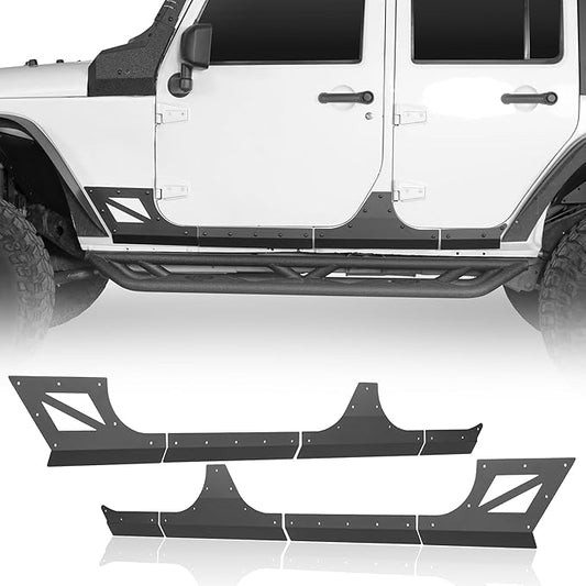 u-Box Wrangler Cladding Skid Plate Door Armor Rocker Guards Slider Compatible with Jeep Wrangler JK Unlimited 2007-2018 4-Door