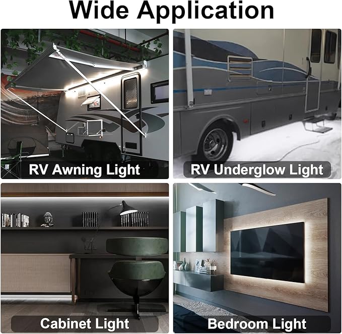 20FT RV Awning Lights, IP68 Waterproof Camper Awning Lights, 12v White Rv Led Strip Lighting for Motorhome Travel,Travel Trailers, Camper, Food Trucks