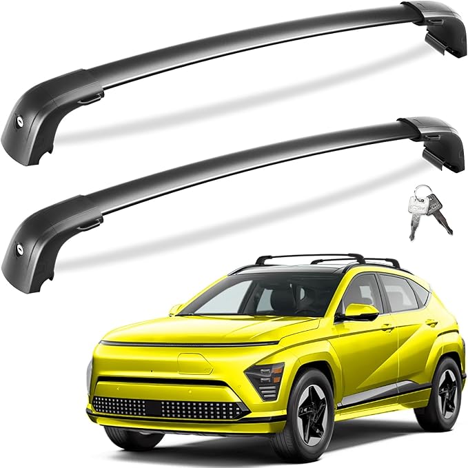 Tuyoung 220lbs Roof Rack Cross Bars Compatible with 2024 2025 2026 Hyundai Kona & Hyundai Kona Electric, Lockable Heavy Duty Aluminum Roof Rails Crossbars Black Rooftop Cargo Carrier Luggage