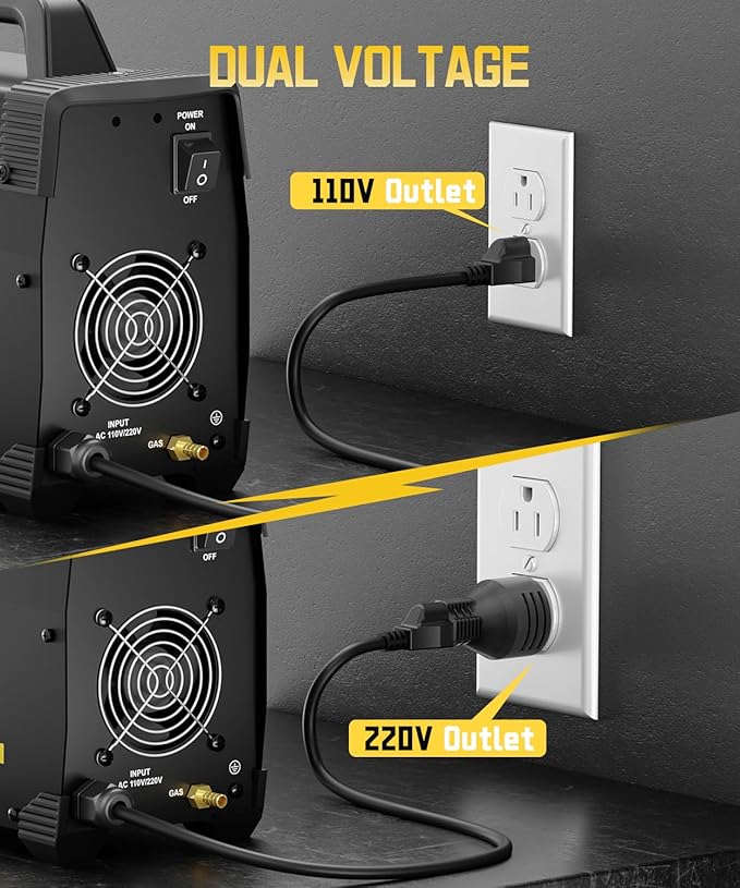 H HZXVOGEN 200A TIG Welder, High Frequency Welder 110/220V TIG/MMA 2 IN 1 Welder Machine with Post Gas TIG Welding Machine