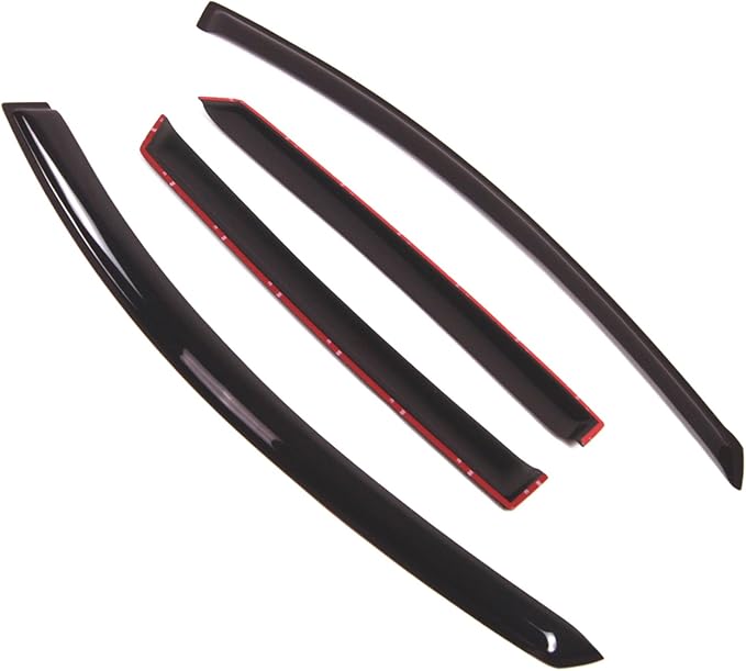 TuningPros Outside Mount Window Vent Visors Rain Guards Compatible with Saturn Vue 2008-2010 | Side Window Wind Deflectors Rain Shields | Smoke Tinted, 4 Pcs Set, DGWV-385