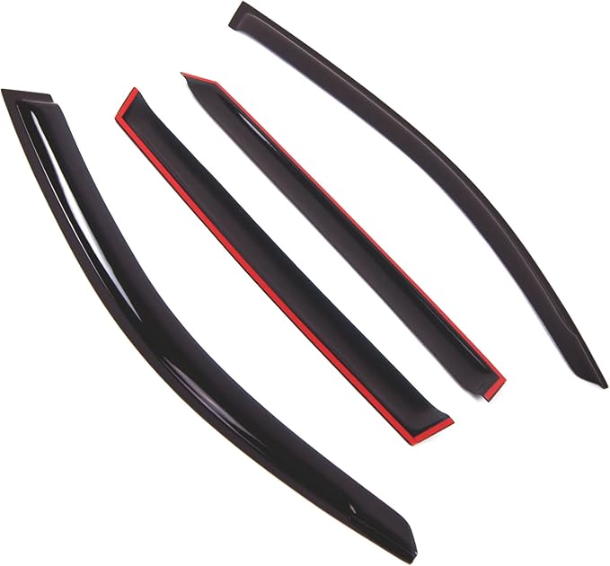 Tuningpros WD2-679 Dark Smoke 4 Pcs Set Window Visor (Outside Mount) Deflector Rain Guard Compatible with 2013-2015 BMW X1