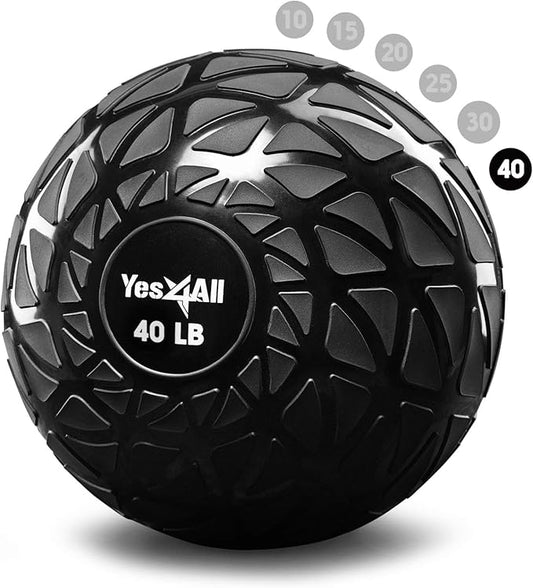 Yes4All Slam Balls, 10-40lb Weighted Ball Weight, Durable PVC Sand Filled Workout Dynamic Slam Ball for Core Strengthen