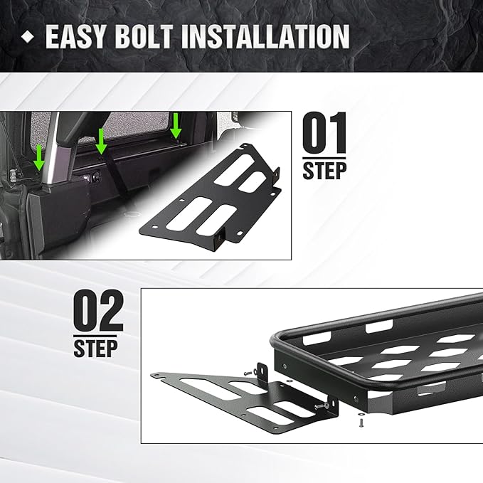 Rear Cargo Rack Basket Compatible with 2021 2022 2023 2024 2025 Ford Bronco 4 Door Hardtops, Interior Luggage Carrier Storage Shelf (Excluding Softtop or Sport)