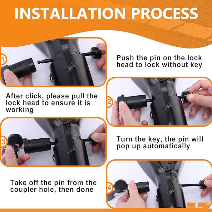 Trailer Coupler Lock 1/4" Dia, Trailer Tongue Lock with 3-1/2 Inch Span Fits Latch-Type Coupler, Solid Coupler Lock with Keys for Towing Boat Truck RV Car Trailer (1Pack)