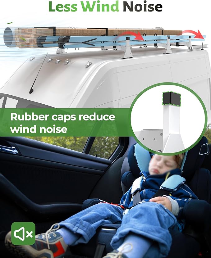 StarONE 57" Heavy Duty Steel Van Roof Rack,Van Ladder Rack with Rear Cargo Roller Fit for 2013-2023 Ram Promaster,White,3 Bars,800lbs