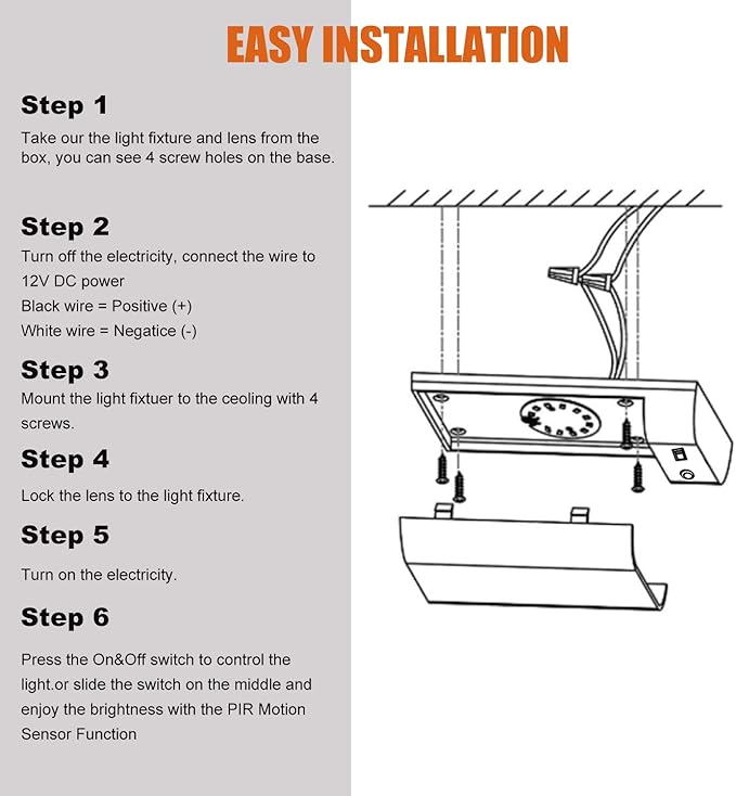 Facon Square RV Motion Sensor Light - 4W 280LM Warm White (3400K) 12V RV Interior Lighting, LED Ceiling Dome Lights for RV Camper Motorhome Boat