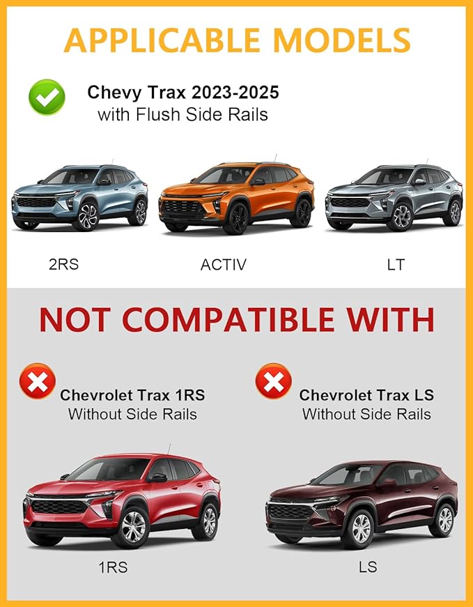 Tuyoung All Aluminum Roof Rack Cross Bars Compatible with Chevy Trax 2023-2026 2RS ACTIV LT Chevrolet, 260lbs Lockable Heavy Duty Roof Rails Crossbars Luggage Cargo Carrier Rooftop Accessories