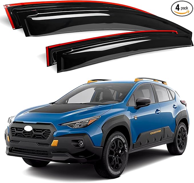 AUXKO Window Rain Guard for Crosstrek 2024-2025 & Impreza Hatchback 2024-2025 Outside Tape-On Shatterproof Sun Smoke Guard Vent Visor Side Wind Deflectors Accessories Smoke Black
