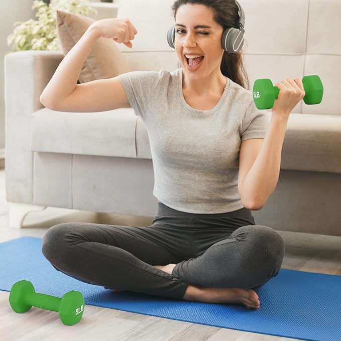MADOG Dumbbell Set, Anti-Slip Neoprene Coated Hexagon Hand Weights for Home Gym Equipment Workouts Strength Training
