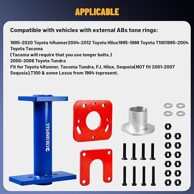 Rear Axle Bearing Puller and Installer, Wheel Bearing Removal Tool with ABS Tone Ring Tool Adapter Plate, Compatible with 1995-2020 Toyota 4Runner Hilux Tacoma T100 Tundra Pick-up