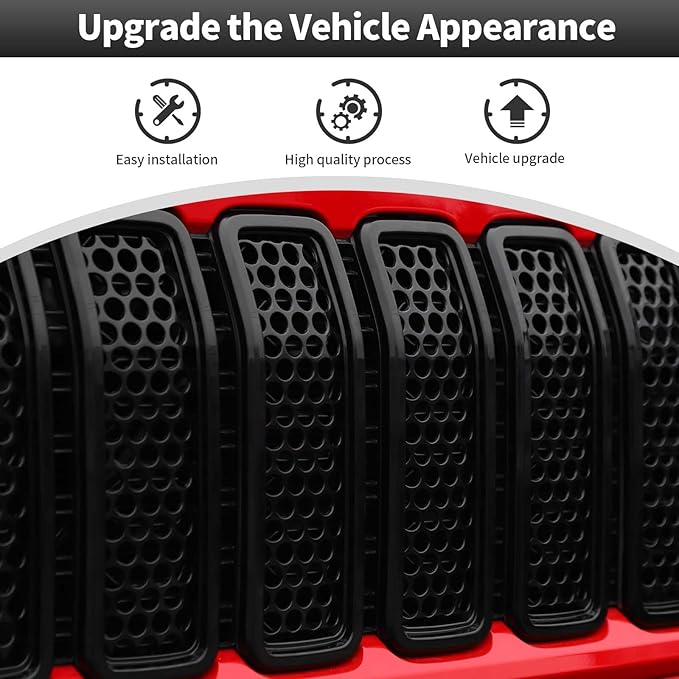 CheroCar for JL Mesh Front Grille Insert & Headlight Turn Light Cover Trim Exterior Accessories for Jeep Wrangler JL 2024+