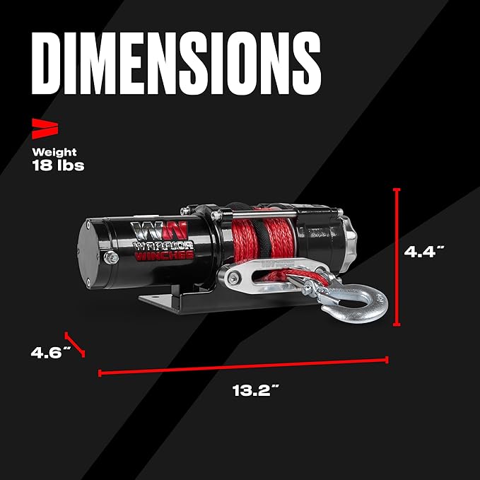 Warrior Winches Ninja 3500 lbs - Premium 12V Electric ATV/UTV Winch with Synthetic Rope, Compact and Powerful 12 Volt ATV Winch - Comes with Wireless Remote - Perfect for ATV, UTV, Boat, Trailer