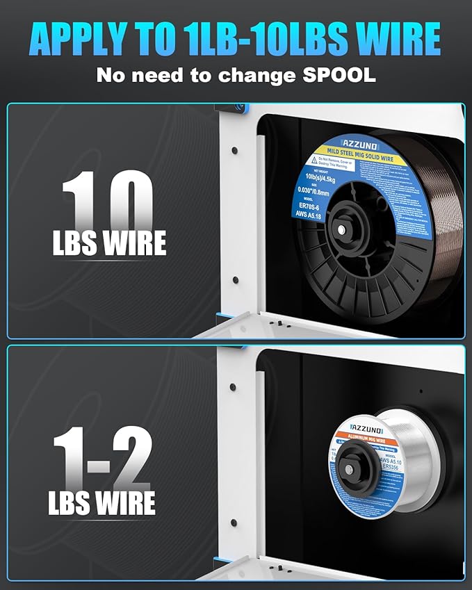 AZZUNO Single PULSE Aluminum MIG Welder Machine 175Amp, 110V 220V 5-in-1 Multiprocess Welding Machine with PULSE Aluminum MIG/Flux MIG/Gas MIG/Stick/Lift TIG Welding, Wire Feed Welder