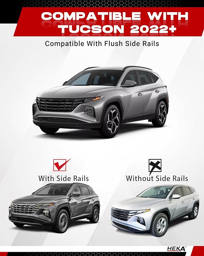 Nextgen Roof Rack Cross Bars for Hyundai Tucson 2022-2026 SEL N Line Limited NX4 Blue Hybrid XRT SE with Side Rails Lockable Crossbars Surfboards Kayaks Canoe Luggage