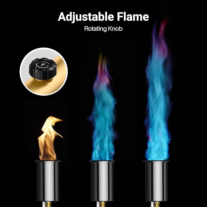 ThermoMaven Propane Torch with One-Touch Max Fire, Cooking Blow Torch Gun with a Safety Lock, Charcoal Lighter, Flame Thrower, Kitchen Food Torch Head for Grill, Sous Vide, BBQ, Gold