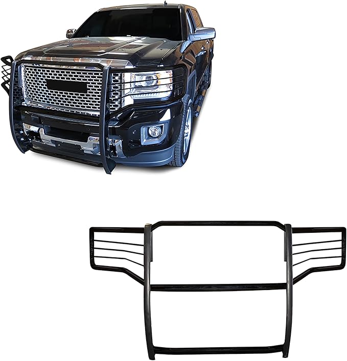 Black Horse Grille brush Bumper Guard Modular Black Compatible with 2015-2019 GMC Sierra 2500 HD|2015-2019 GMC Sierra 3500 HD-17GS14MA