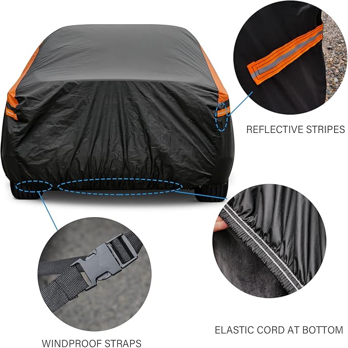 Car Cover for Automobiles All Weather Waterproof, Universal Fit Sedan Dodge Charger, Chrysler 300, Lincoln mkz, Hyundai Genesis, Ford Taurus, Buick Lacrosse, Mercedes Benz S-Class etc.
