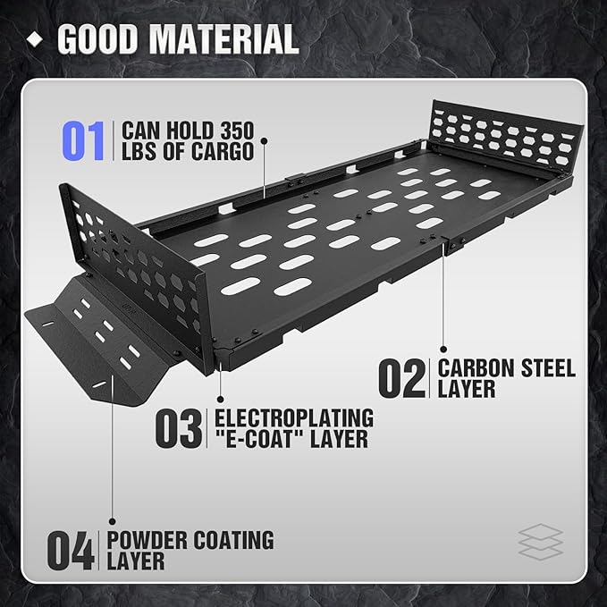 Rear Trunk Cargo Rack Basket Compatible with 2020 2021 2022 2023 2024 2025 Land Rover Defender, Interior Storage Luggage Carrier Tray Shelf Stand Organizer (Heavy Duty 350 LBS, Black)