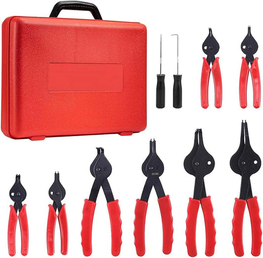 8milelake 10pcs Snap Ring Plier Set, Internal & External Circlip Pliers Set, Retaining Ring Circlip C Clip Pliers, Combination Retaining Clip Car Truck Motorcycle