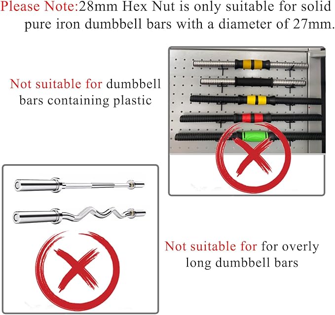 Lamoutor 2Pcs Anti-Slip Hex Nut Collar Screw for Barbell Dumbbell Weight Lifting