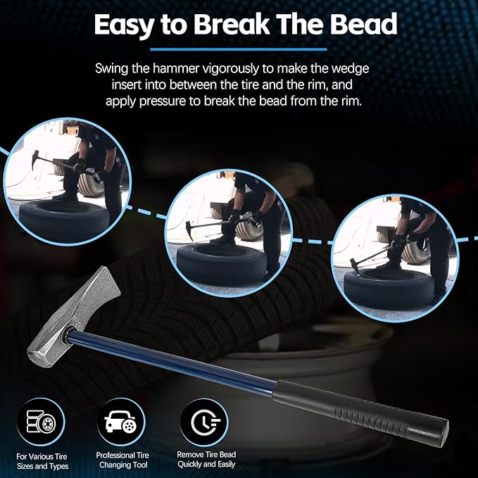 Sunluway Tire Bead Breaker Wedge Replacement for Ken-Tool 35429 Bead Brkg Wg, 32 in, STL, Duck-Billed Tire Hammer for Passenger Car, Truck, SUV, ATV, Motorcycle, Bus, Farm Tractor, Aircraft Tire