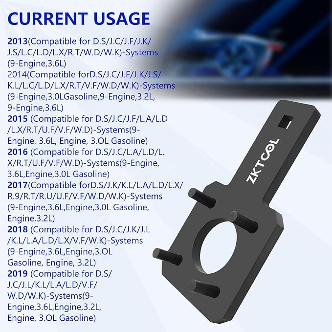 ZKTOOL 10198A Crankshaft Pulley Wrench Holder Tool Compatible with VW Routan Dodge Chrysler Ram 3.6L 3.2L 3.0L Engine