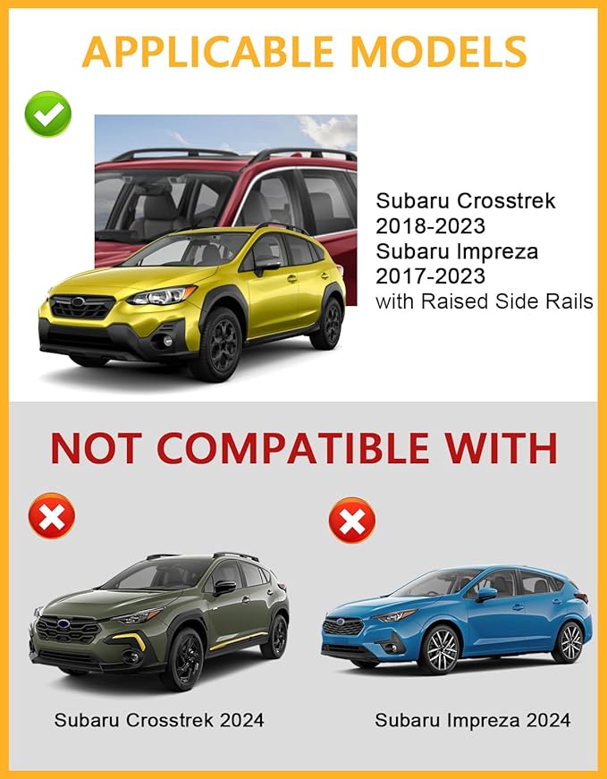 Tuyoung 330lbs All Aluminum Roof Rack Cross Bars Compatible with Subaru Crosstrek 2018-2023 & Impreza 2017-2023 with Side Rails,Lockable Heavy Duty Anti-Theft Roof Crossbars Rooftop Luggage Carrier