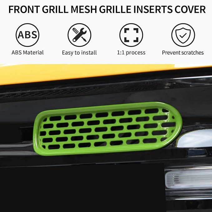 Front Grill Mesh Grille Inserts Cover Frame Trims Kit 6Pcs Fit for Ford Bronco 2021-2025 2/4 Door Exterior Accessories (Green)