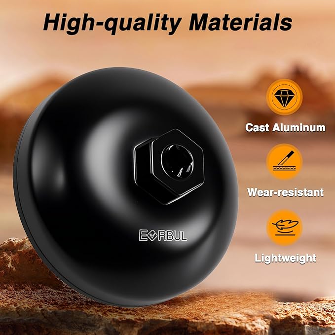 Aluminum Fuel Filter Wrench with Four Tabs Compatible with Ram 1500, 86.5MM 16 Flutes Oil Filter Wrench Fit for BMW Volvo, 2-in-1 Filter Cap Removal Tool 3/8" Square Drive and 1" Hex Drive