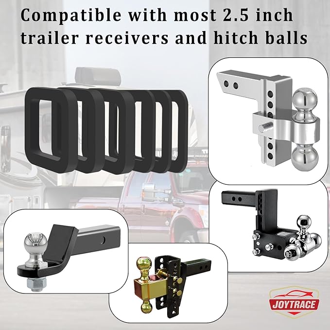 6 Pack - Multiple Size Combination，2.5 Inch Hitch Receiver Silencer Pad ，Effectively Reduce The Noise Disturbance- Compatible with Most 2.5 Inch Trailer Hitch Receiver