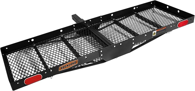Rockland Steel Foldable Cargo Carrier with Reflectors, 750 LBS Capacity, 60" x 20" x 2.5", Hitch Mount for 2" Receivers, Compatible with Class III & IV, Folding Tray Hitch Basket for Cars SUVS Vans