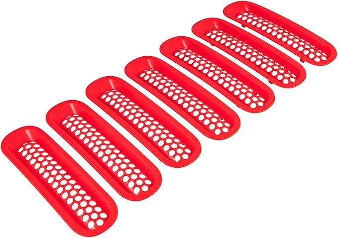 7PCS Front Grill Mesh Inserts for Jeep Wrangler JK JKU Unlimited 2007 2008 2009 2010 2011 2012 2013 2014 2015 2016 2017 2018 Grille Guard Cover Trim Clip-in Exterior Accessories (Matte Red)