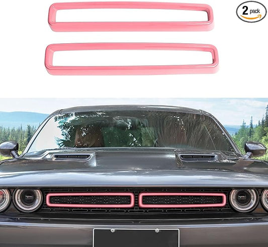 Front Grille Inserts Grill Guard Compatible with 2015-2024 Dodge Challenger Exterior Accessories, Pink