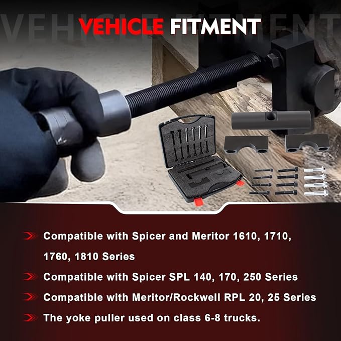 60050 Heavy-Duty Yoke Puller, Works for Class 6-8 Trucks and Equipment, Semi Truck Yoke Remover Tool Kit Heavy Duty Yoke Removal Tool Kit with 12 pcs Flange Bolt Replace 10803