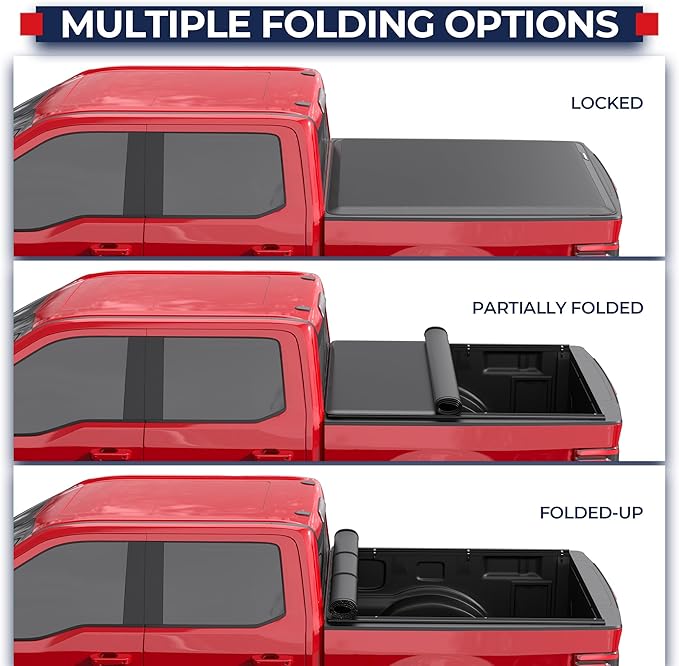 MOSTPLUS Roll-Up Soft Vinyl Truck Bed Tonneau Cover Compatible with 2015-2025 Ford F150 F-150 Long Bed On Top (8 FT Feed Bed)