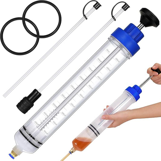 Gisafai 500cc Fluid Extractor Automotive Pump Manual Oil Extractor Pump Syringe for Gasoline Hand Cleaner for Power Steering, Hydraulic Fluid(Blue)