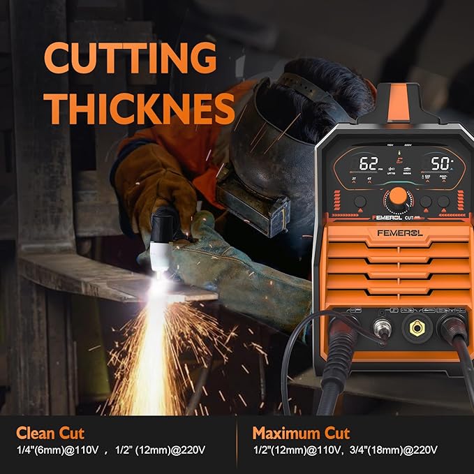 3 in 1 Plasma Cutter/LIFT TIG/Stick Welder,50Amp Plasma Cutter Machine 200A Stick and LIFT TIG Welder, Large LED Display IGBT 110/220V Dual Voltage Plasma Cutter Welder Combo