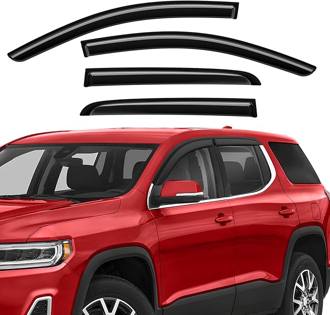 Rain Guards Fit for GMC Acadia 2017 2018 2019 2020 2021 2022 2023 2024, Extra Durable Tape-on Side Window Deflectors, Acadia Wind Deflectors Rain Guard Black 4 PCS