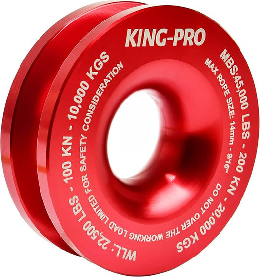 KING-PRO Snatch Recovery Ring, 45000 lbs Winch Snatch Block Pulley Towing Ring, for ATV UTV SUV Truck Off-Road Vehicle Towing Soft Shackle Recovery（Red）
