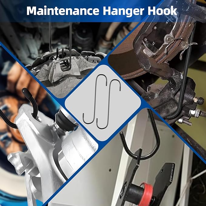 Brake Caliper Compression Tool, Caliper Piston Compressor Tool with Additional 2 pcs Large Steel Plate and 2 Hooks, 360°Adjustable Brake Caliper Tool for Single Twin Quad Piston Calipers (Blue)