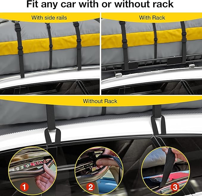 WILDROAD Car Roof Bag Rooftop Cargo Carrier, 21 Cubic Feet Waterproof Roof Luggage Cargo Carrier Bag with Anti-Slip Mat for All Cars Vehicles SUV with/Without Rack (21 Cubic Feet)