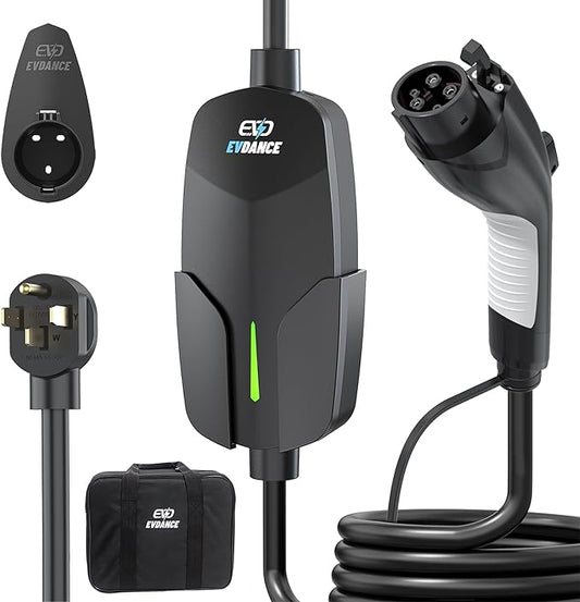 Level 2 EV Charger 32Amp, 7.68kW Portable & Home EV Car Charger with 25FT Cable, NEMA 14-50 Plug, IP66 Waterproof, 240V Electric Vehicle Charging Station Compatible with All J1772 EVs
