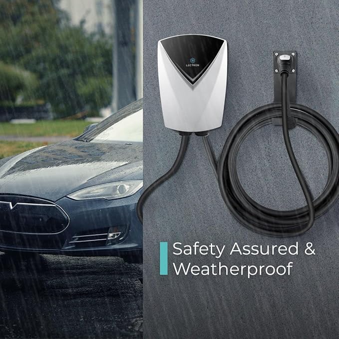 Lectron Tesla (NACS) V-Box Pro Electric Vehicle Charging Station (WiFi) 48 Amp with App Control - Level 2 EV Charger (240V) with NEMA 14-50 Plug/Hardwired Compatible with All Tesla Models S/3/X/Y