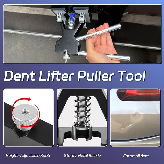 VEXTRO Dent Puller Kit, Paintless Dent Repair Tools with Dent Lifter, Bridge Puller, Slide Hammer T-Bar, PDR Car Dent Removal Kit with Glue Gun and Tabs for Auto Body Hail Damage