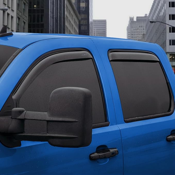Goodyear Shatterproof in-Channel Window Deflectors for Trucks Chevrolet (Chevy) Silverado/GMC Sierra 2007-2013 Crew Cab, Rain Guards, Window Visors, Vent Deflector, Truck Accessories, 4 pcs- GY003400